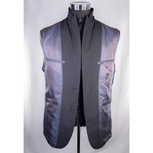 JF Ferrar 2-Pcs Suit Gray Modern Fit Jacket Blazer Sz 40L Pants 34X32 EUC Poly - Picture 9 of 16